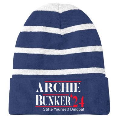 Archie Bunker For President Striped Beanie with Solid Band