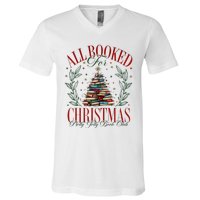 All Booked For Christmas Books Club V-Neck T-Shirt