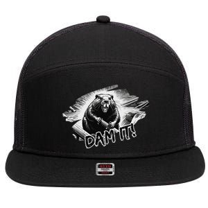 Angry Beaver Funny Dam It 7 Panel Mesh Trucker Snapback Hat