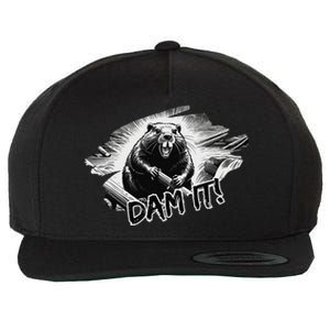 Angry Beaver Funny Dam It Wool Snapback Cap