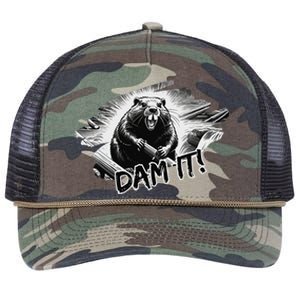 Angry Beaver Funny Dam It Retro Rope Trucker Hat Cap