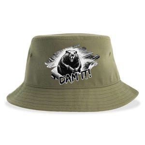 Angry Beaver Funny Dam It Sustainable Bucket Hat