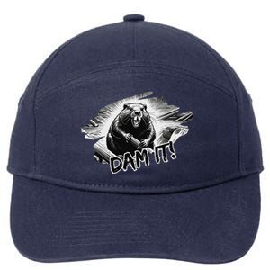 Angry Beaver Funny Dam It 7-Panel Snapback Hat