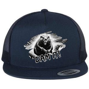 Angry Beaver Funny Dam It Flat Bill Trucker Hat