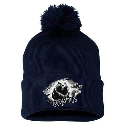 Angry Beaver Funny Dam It Pom Pom 12in Knit Beanie