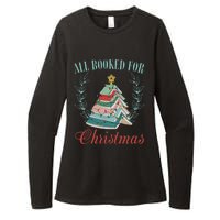 All Booked For Christmas Reading Pine Trees Wreath Lights Womens CVC Long Sleeve Shirt