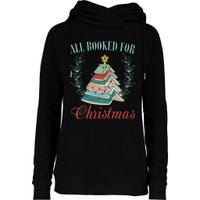 All Booked For Christmas Reading Pine Trees Wreath Lights Womens Funnel Neck Pullover Hood