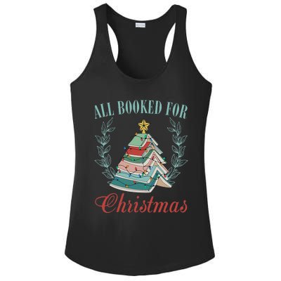 All Booked For Christmas Reading Pine Trees Wreath Lights Ladies PosiCharge Competitor Racerback Tank