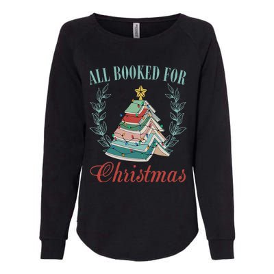 All Booked For Christmas Reading Pine Trees Wreath Lights Womens California Wash Sweatshirt