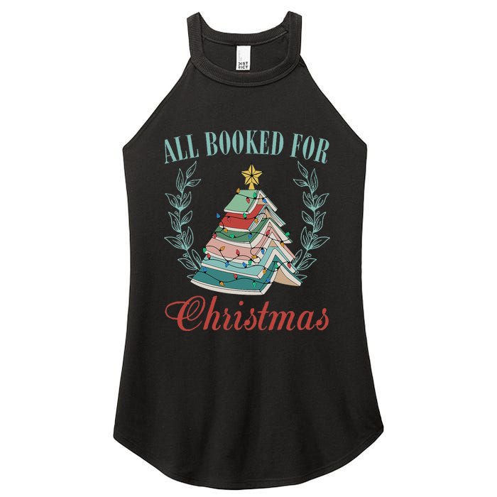 All Booked For Christmas Reading Pine Trees Wreath Lights Women's Perfect Tri Rocker Tank