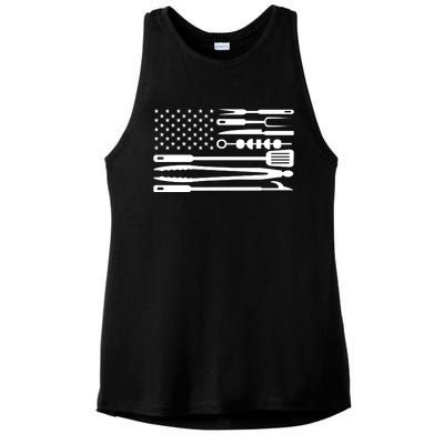 American BBQ Flag Ladies PosiCharge Tri-Blend Wicking Tank