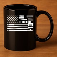 American BBQ Flag 11oz C Handle Ceramic Mug