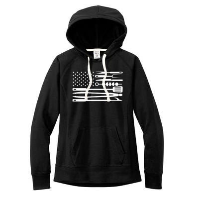 American BBQ Flag Women's Fleece Hoodie