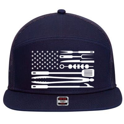 American BBQ Flag 7 Panel Mesh Trucker Snapback Hat