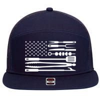 American BBQ Flag 7 Panel Mesh Trucker Snapback Hat
