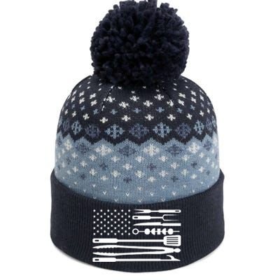 American BBQ Flag The Baniff Cuffed Pom Beanie