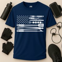 American BBQ Flag Cooling Performance Crew T-Shirt