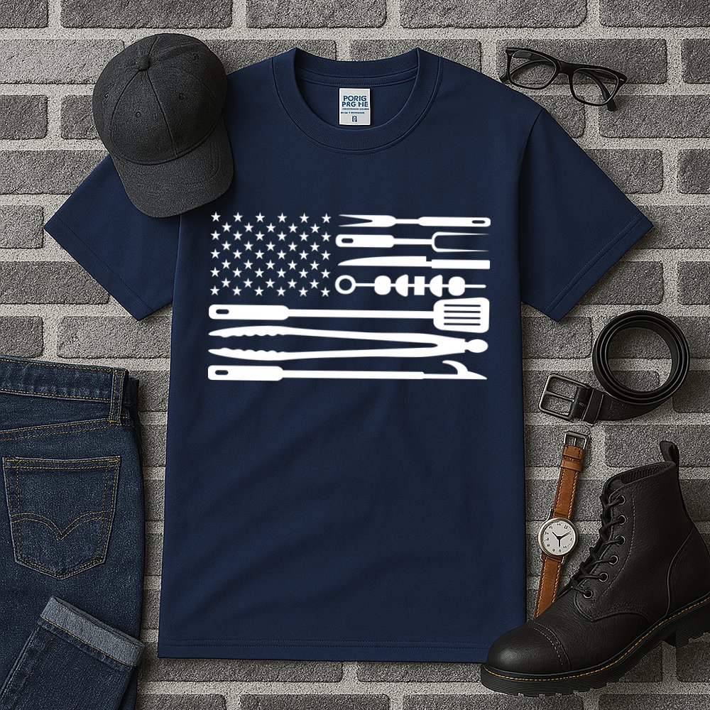 American BBQ Flag Tall T-Shirt