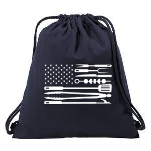 American BBQ Flag Drawstring Bag