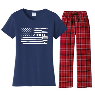 American BBQ Flag Women's Flannel Pajama Set