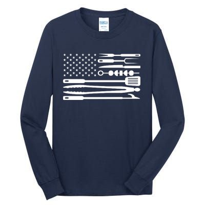 American BBQ Flag Tall Long Sleeve T-Shirt