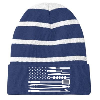 American BBQ Flag Striped Beanie with Solid Band