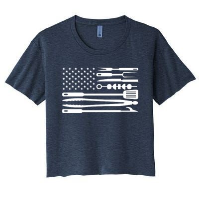 American BBQ Flag Women's Crop Top Tee