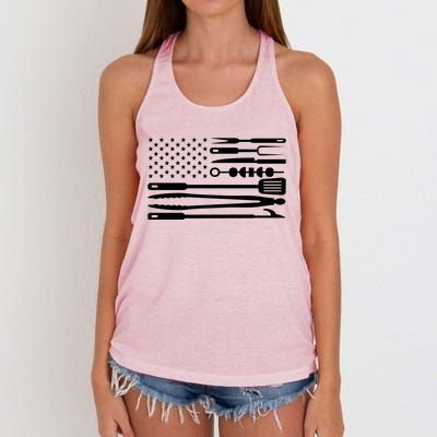 American BBQ Flag Women's Knotted Racerback Tank