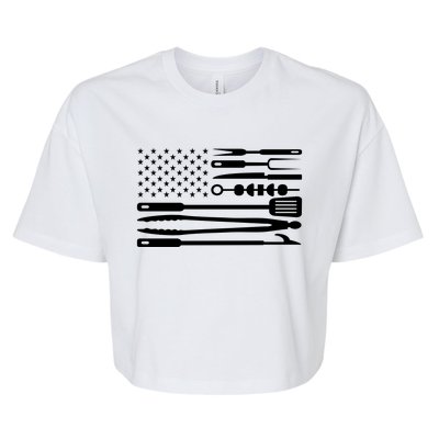 American BBQ Flag Bella+Canvas Jersey Crop Tee