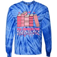 All Booked For Valentines Day Teachers Book Lovers Librarian Tie-Dye Long Sleeve Shirt