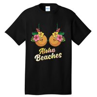 Aloha Beaches Funny Summer Coconut & Flower Bra Tall T-Shirt