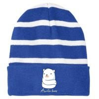 Auntie Bear Family Auntie Funny Gift For The Blessed Aunt Life Funny Gift Striped Beanie with Solid Band