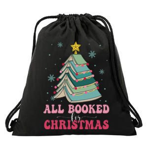 All Booked For Christmas Pine Tree Funny Xmas Drawstring Bag