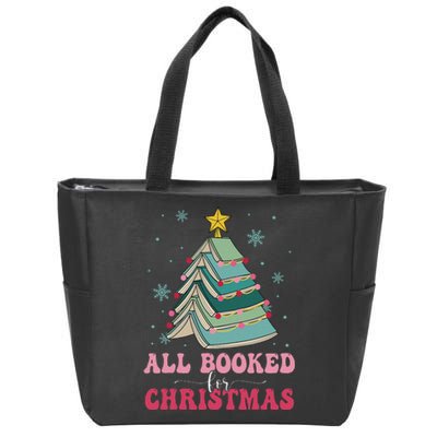 All Booked For Christmas Pine Tree Funny Xmas Zip Tote Bag