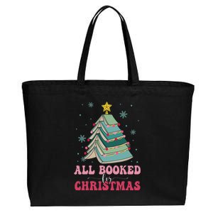 All Booked For Christmas Pine Tree Funny Xmas Cotton Canvas Jumbo Tote