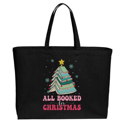 All Booked For Christmas Pine Tree Funny Xmas Cotton Canvas Jumbo Tote