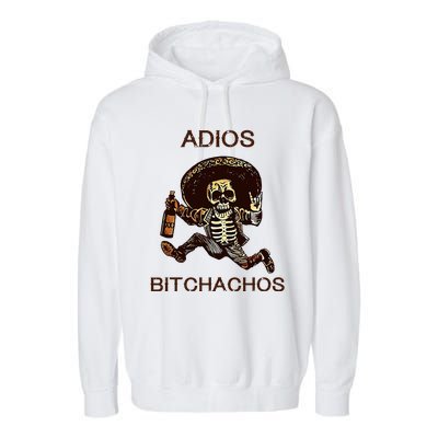 Adios Bichachos Funny Skull Garment-Dyed Fleece Hoodie