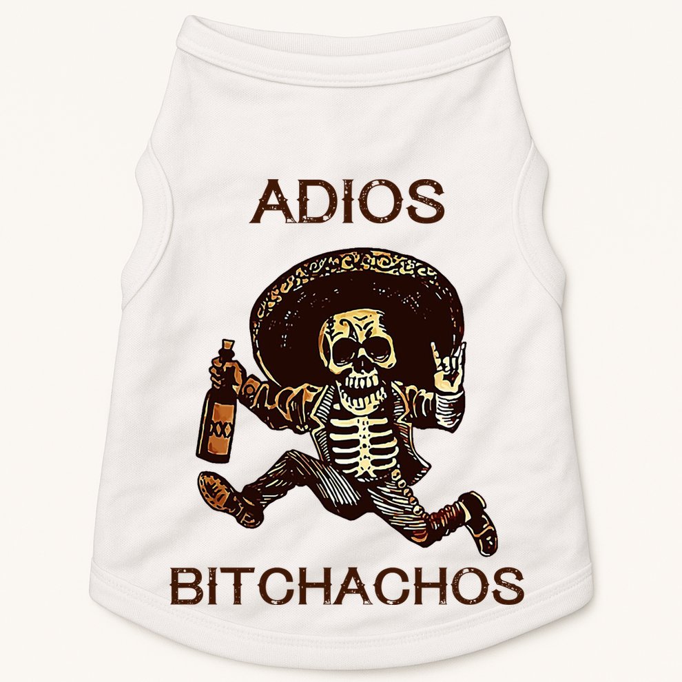 Adios Bichachos Funny Skull Doggie Tank