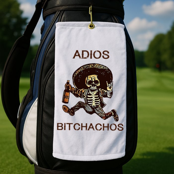 Adios Bichachos Funny Skull Golf Towel