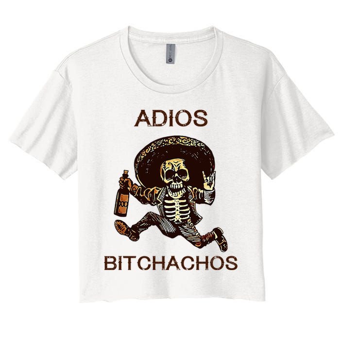 Adios Bichachos Funny Skull Women's Crop Top Tee