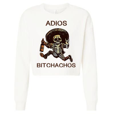 Adios Bichachos Funny Skull Cropped Pullover Crew
