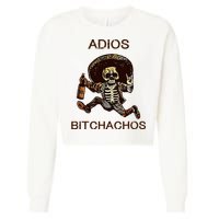 Adios Bichachos Funny Skull Cropped Pullover Crew