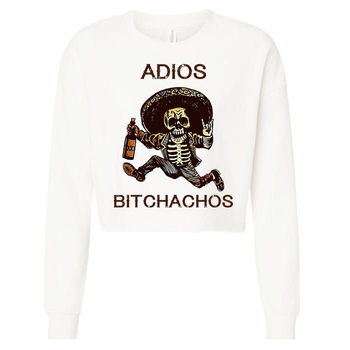 Adios Bichachos Funny Skull Cropped Pullover Crew
