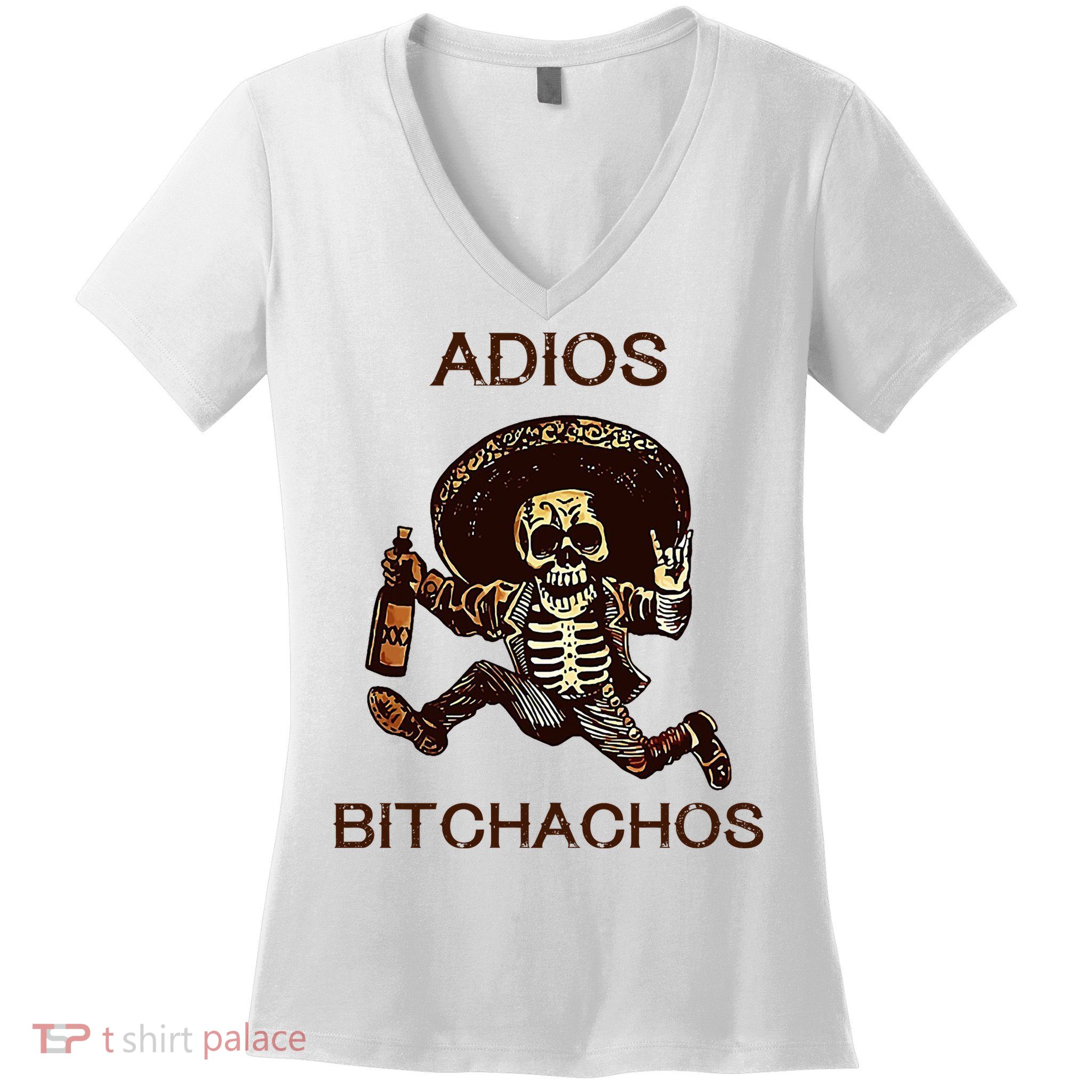 Adios Bichachos Funny Skull Women's V-Neck T-Shirt