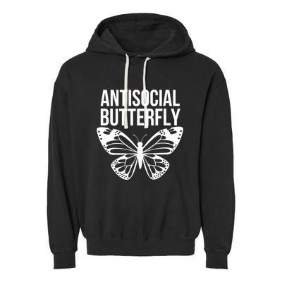 Antisocial Butterfly Funny Introverted Garment-Dyed Fleece Hoodie