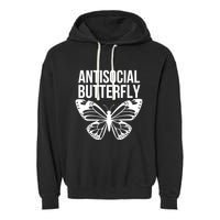 Antisocial Butterfly Funny Introverted Garment-Dyed Fleece Hoodie