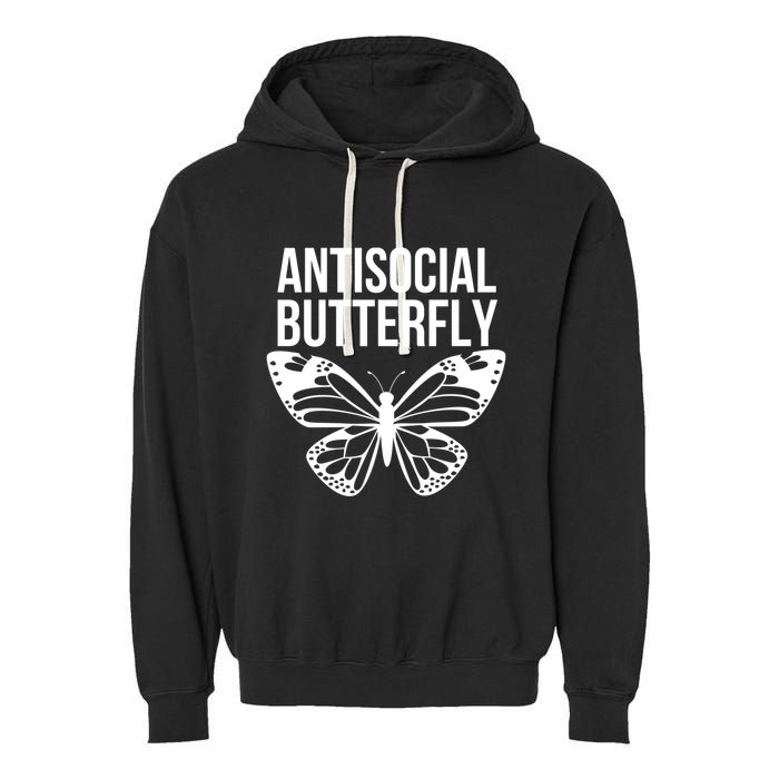 Antisocial Butterfly Funny Introverted Garment-Dyed Fleece Hoodie