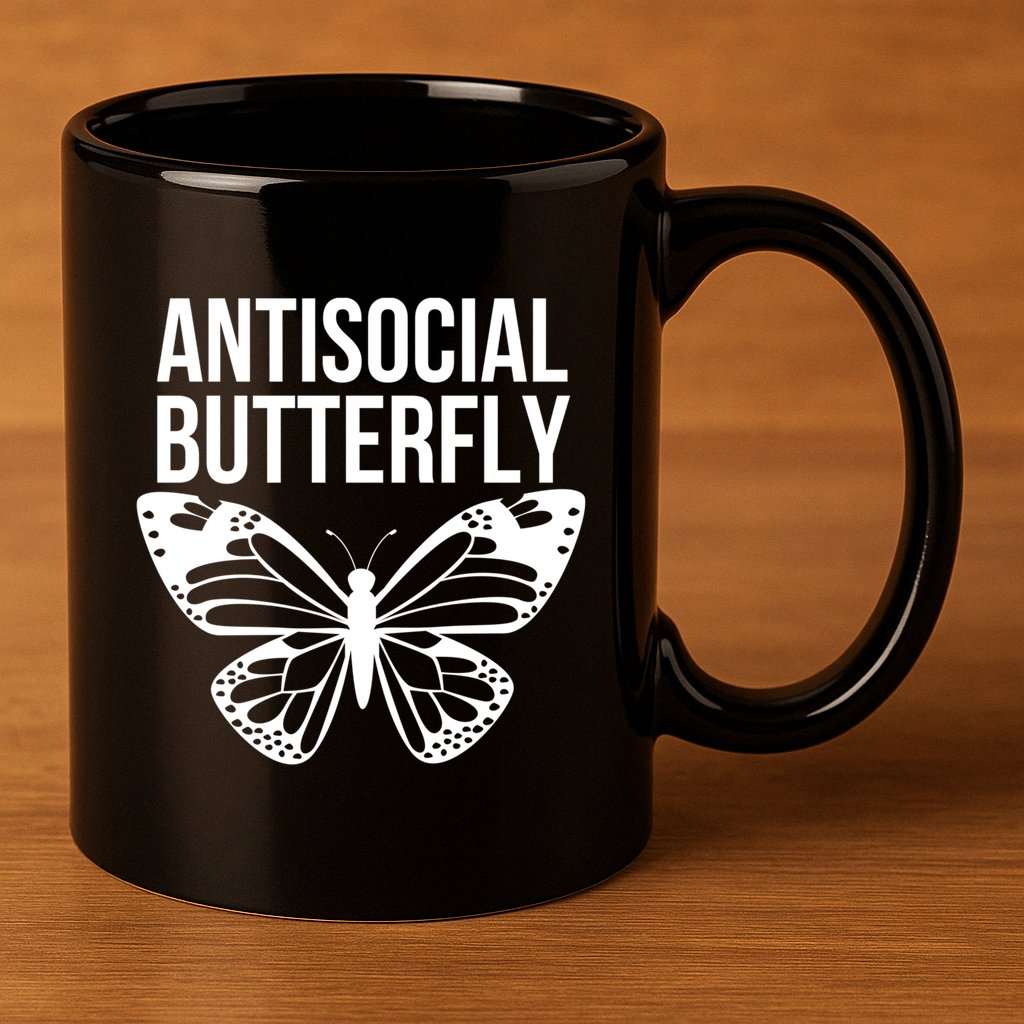 Antisocial Butterfly Funny Introverted 11oz C Handle Ceramic Mug