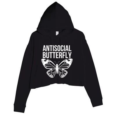 Antisocial Butterfly Funny Introverted Crop Fleece Hoodie