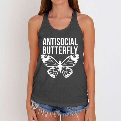 Antisocial Butterfly Funny Introverted Women's Knotted Racerback Tank